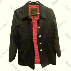 Coach Women's Black Button Down Trench Coat  Fall Cotton Classic Size XS